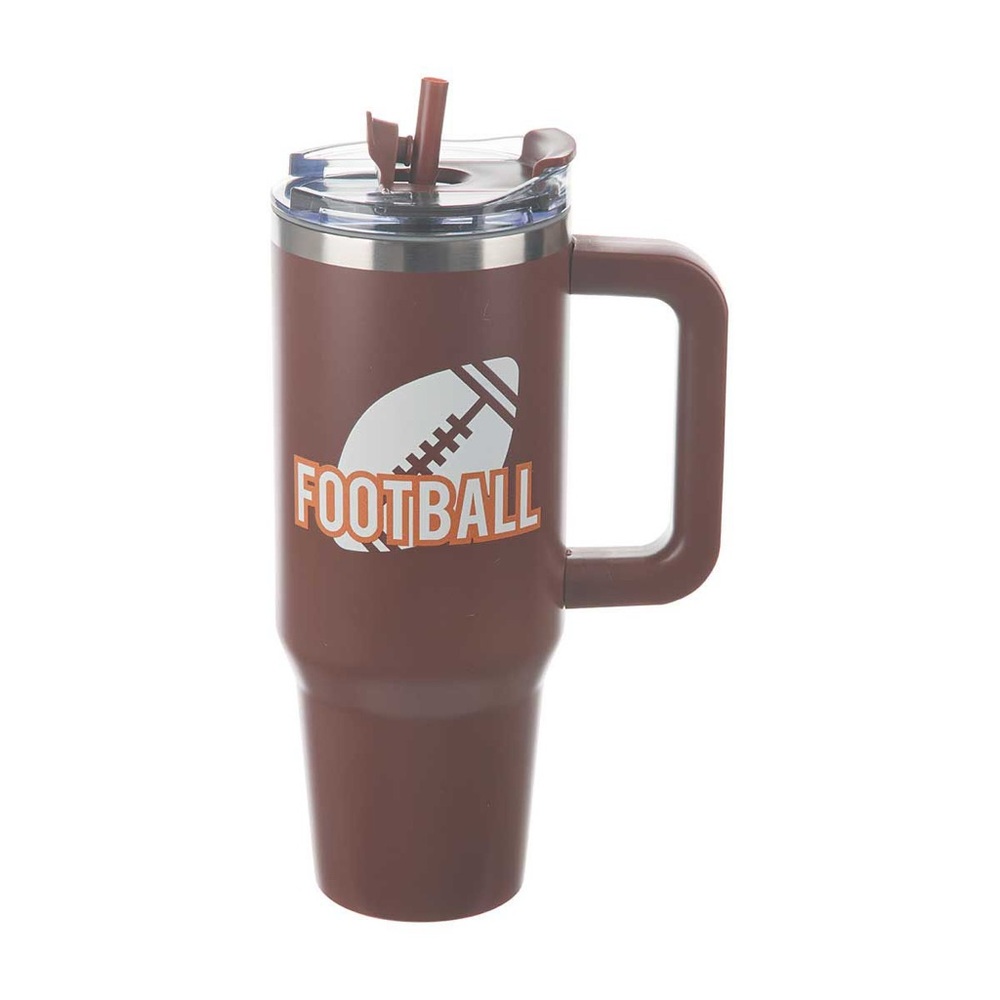 Brown Stainless Steel Football Tumbler